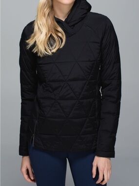 lululemon athletica Black Quilted Hooded Pullover Jacket fluffed up pullover XXS